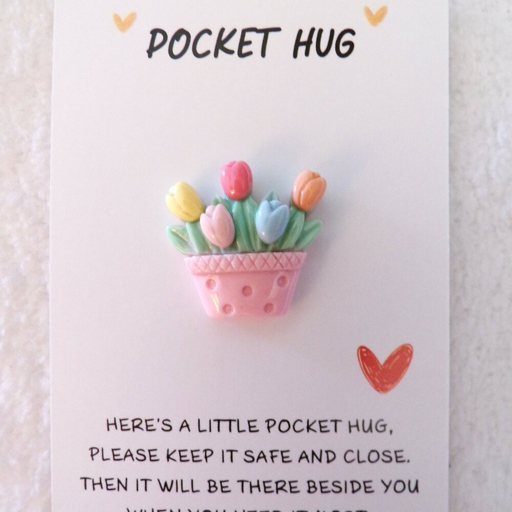 Pocket Hug Spring Tulips Pink Basket Gift
